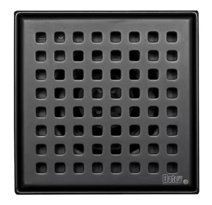 Oatey Designline 4" x 4" Square Matte Black Decorative Shower Drain Grate gallery