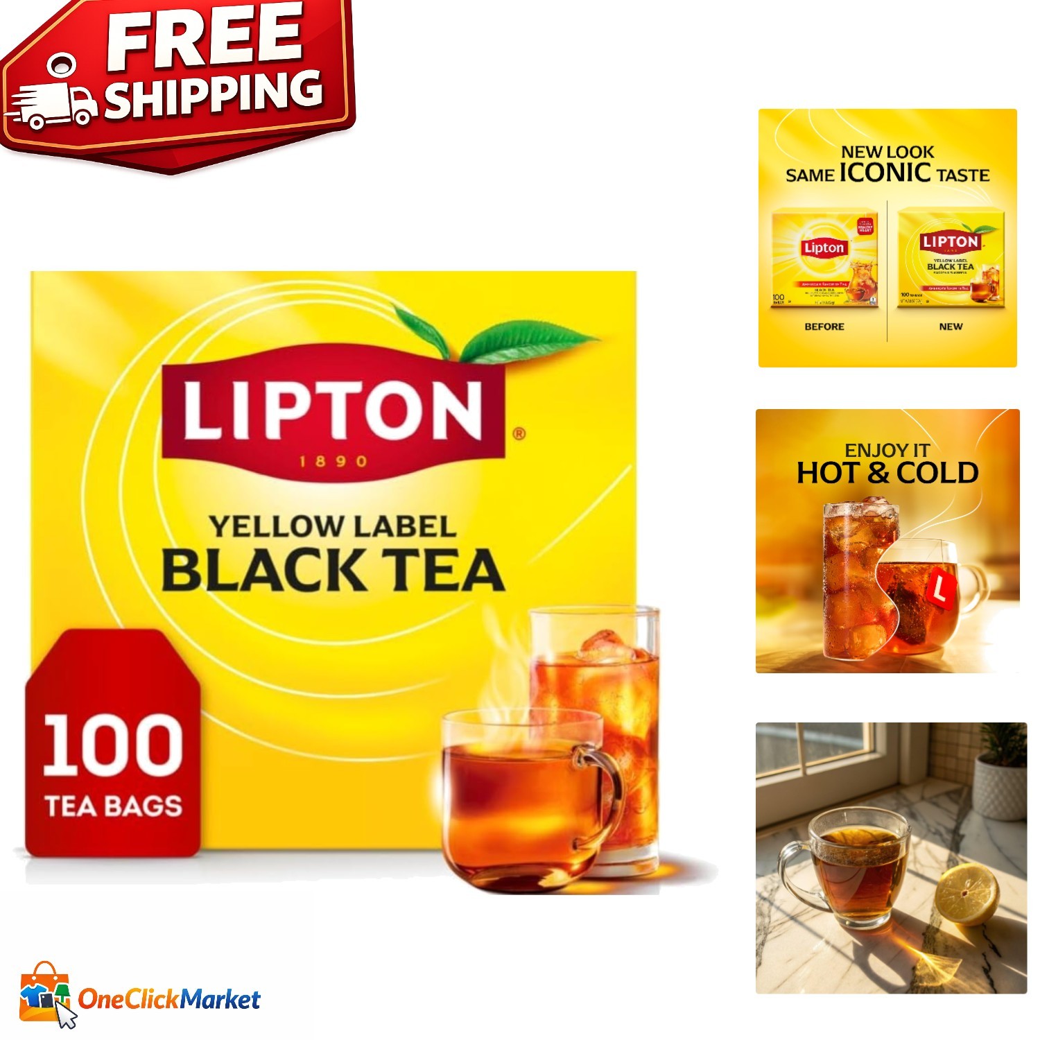 100 Dairy-Free Black Tea Bags - High Caffeine for a Boost Anytime, Hot or Iced gallery