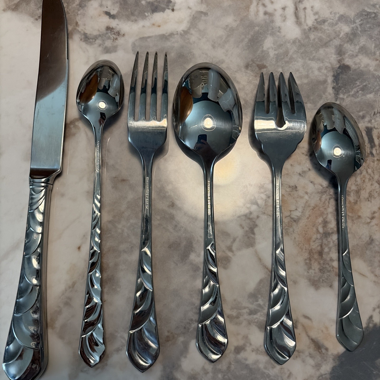 (6) Pc Oneida Stainless PACIFIC TIDE Community Place Setting Set Fork Spoon gallery