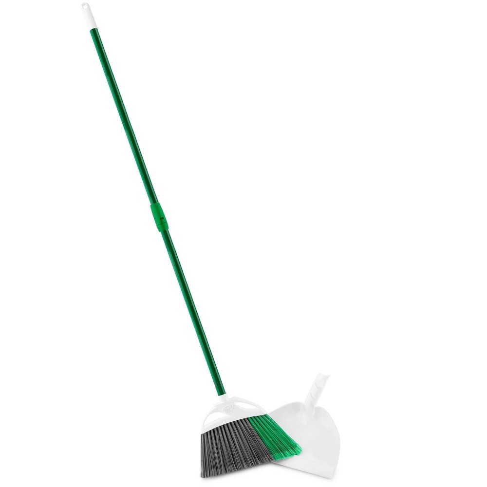 2 Piece Steel Handle Angle Broom and Dustpan Green Steel Handle gallery