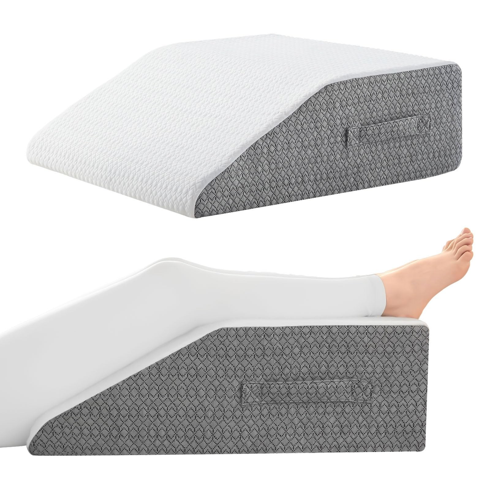 Leg Pillow for Elevation & Support, 24"x22"x8" Memory Foam Cushion with Grey ... gallery