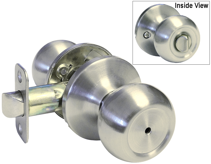 House Guard Privacy Satin Nickel Round Door Knob lock brushed Bedroom Bathroom gallery