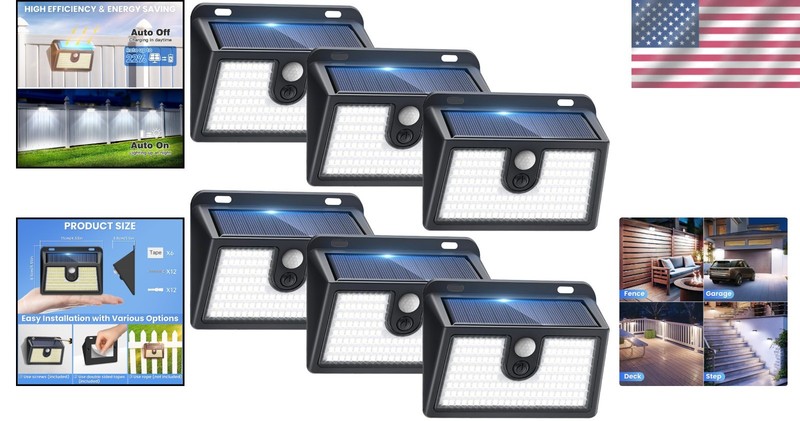 6 Pack Solar Motion Sensor Lights - 800 Lumen Outdoor Security Bright Lights gallery