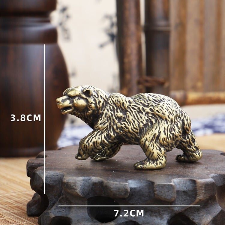 Solid Brass Bear Figurine Statue Animal Figurines Toy House Desktop Decoration gallery