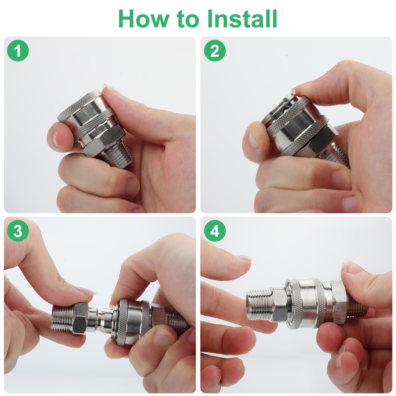 3/8inch Thread Fitting Pressure Washer Quick Connect Stainless Steel Adapter Set gallery
