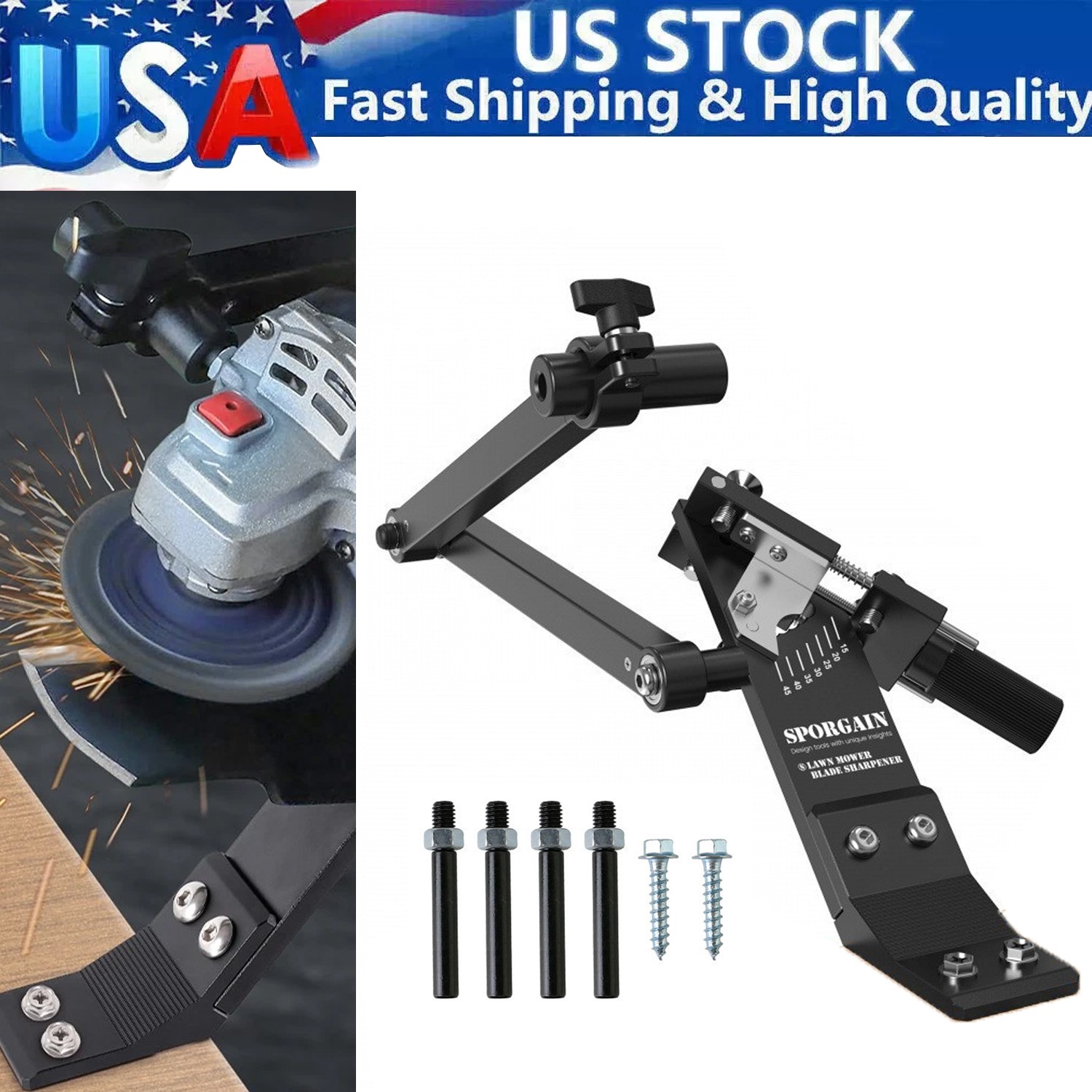 Lawn Mower Blade Sharpener Adjustable Balancer 15°- 45° For Straight & Standard gallery