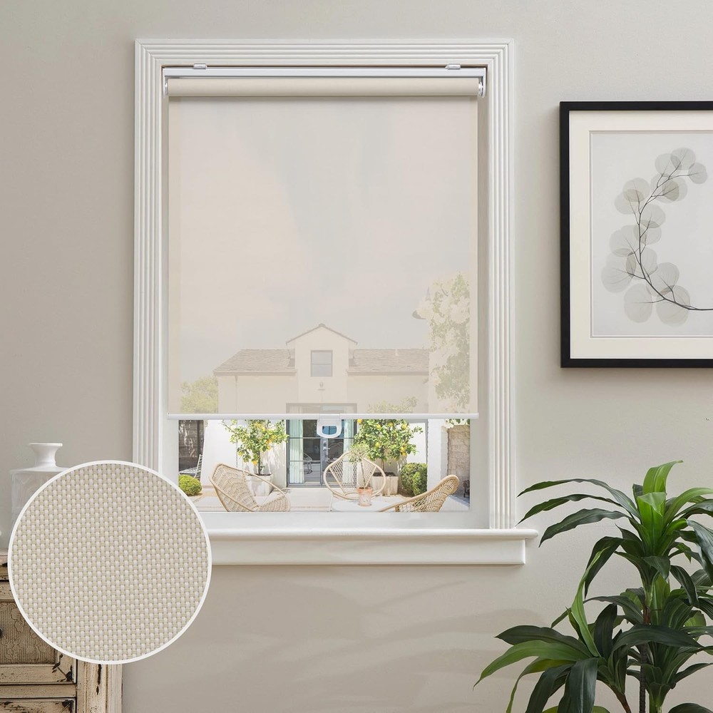 Cordless Roller Shades Windows Light Filtering Shades W/ 5% Openness Solar