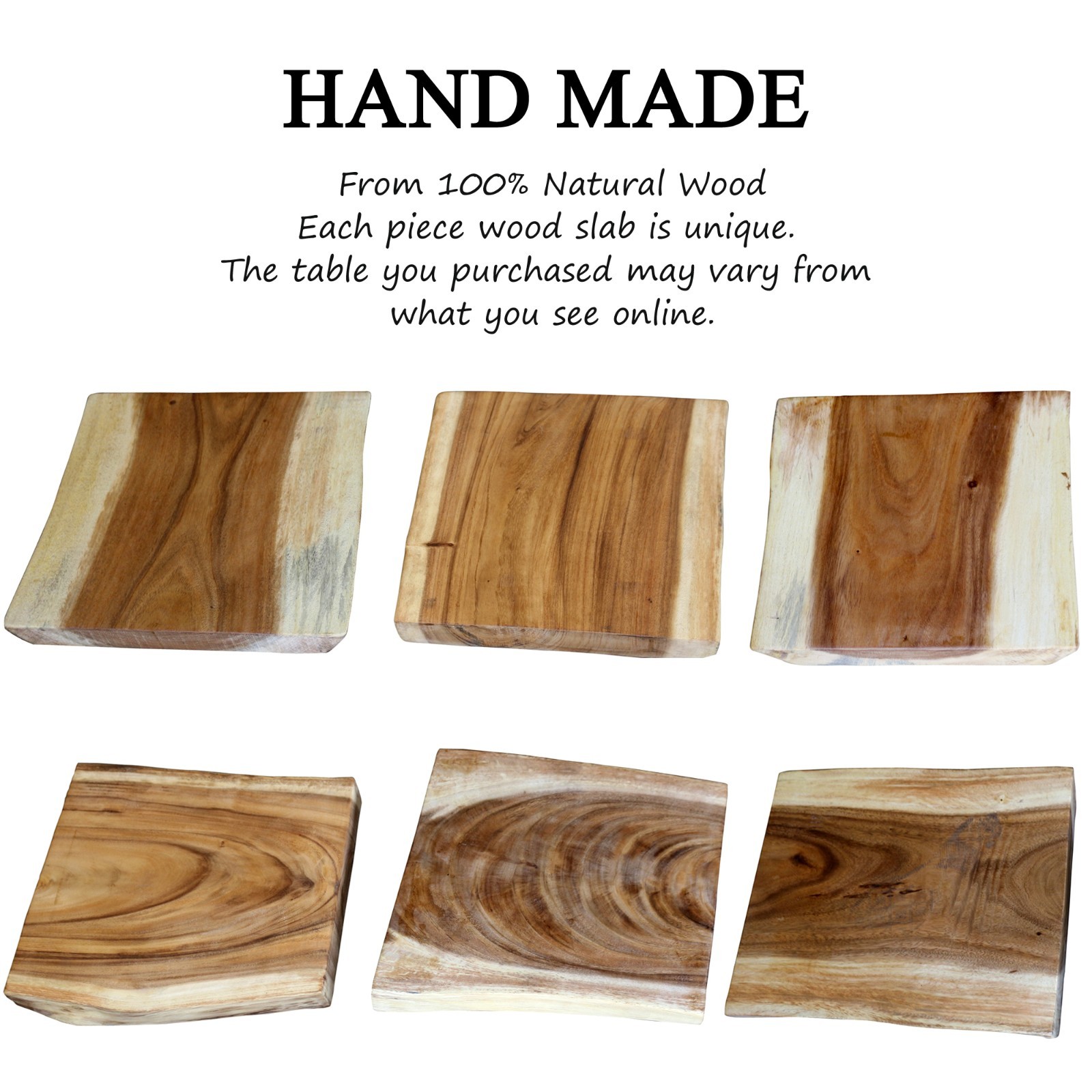 Rustic Natural Square Teak Wood Slab Table Top DIY for Side End Table Home Decor gallery