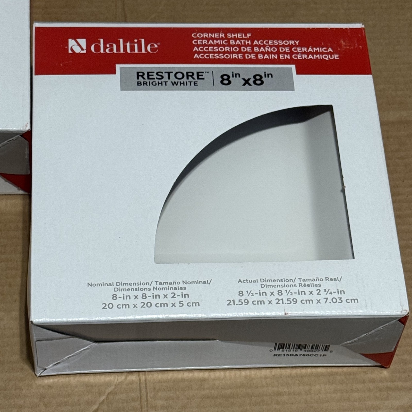 Set Of 2 Daltile Corner Shower Shelf Tile Wall Mount 8.5in Ceramic Bright White gallery