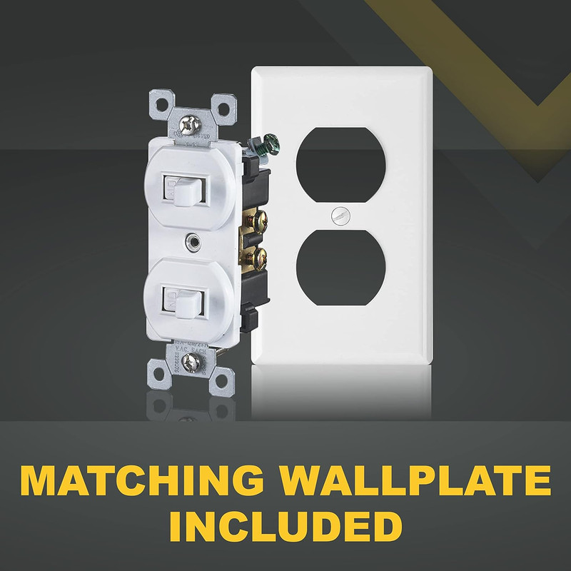 White Double Light Switch (2-Pack) | Two Single-Pole Wall Light Switches in 1-G gallery