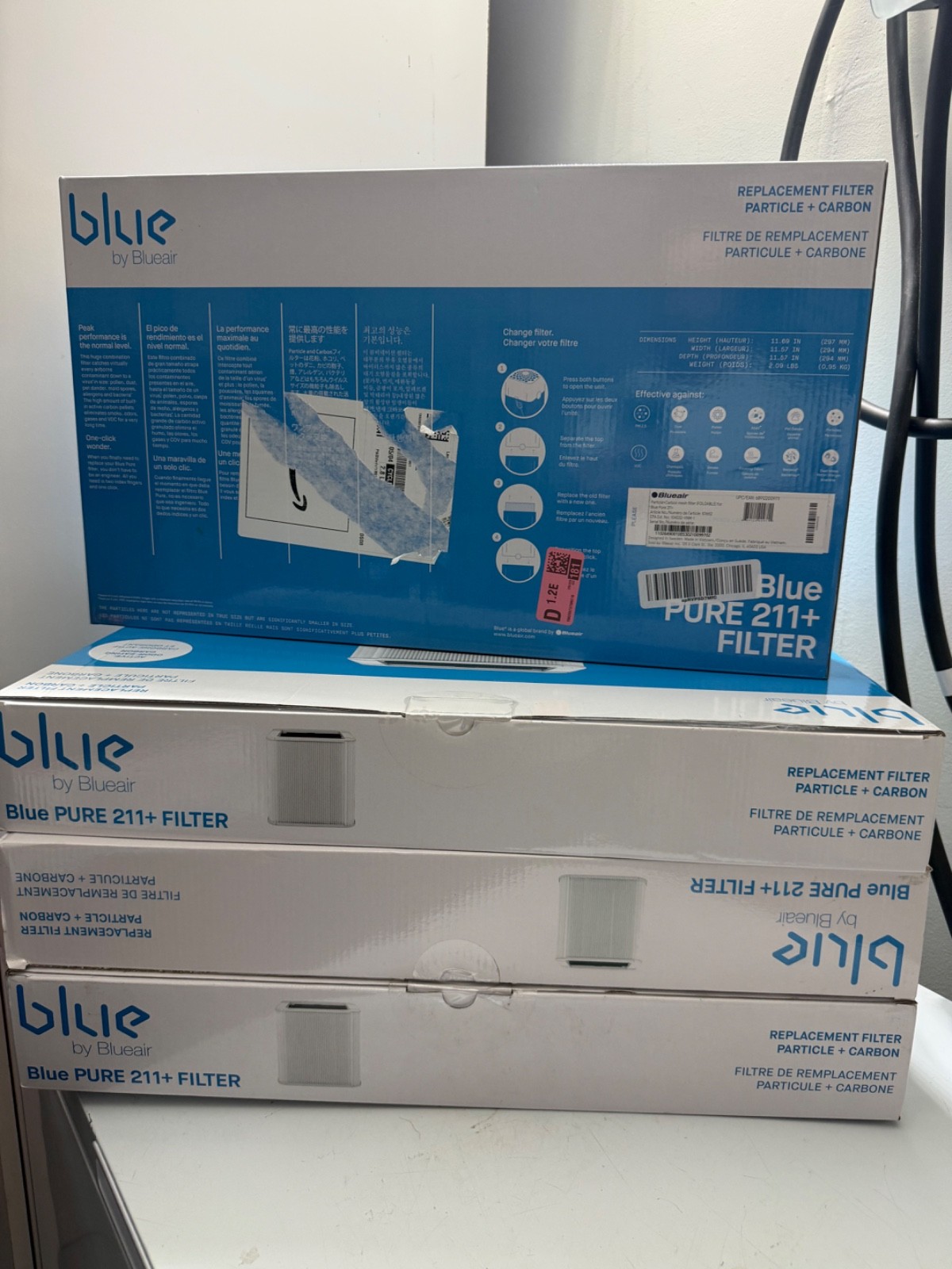 Four (4) Blueair Pure 211+ Replacement Filters Part + Activated Carbon NIB D1 gallery
