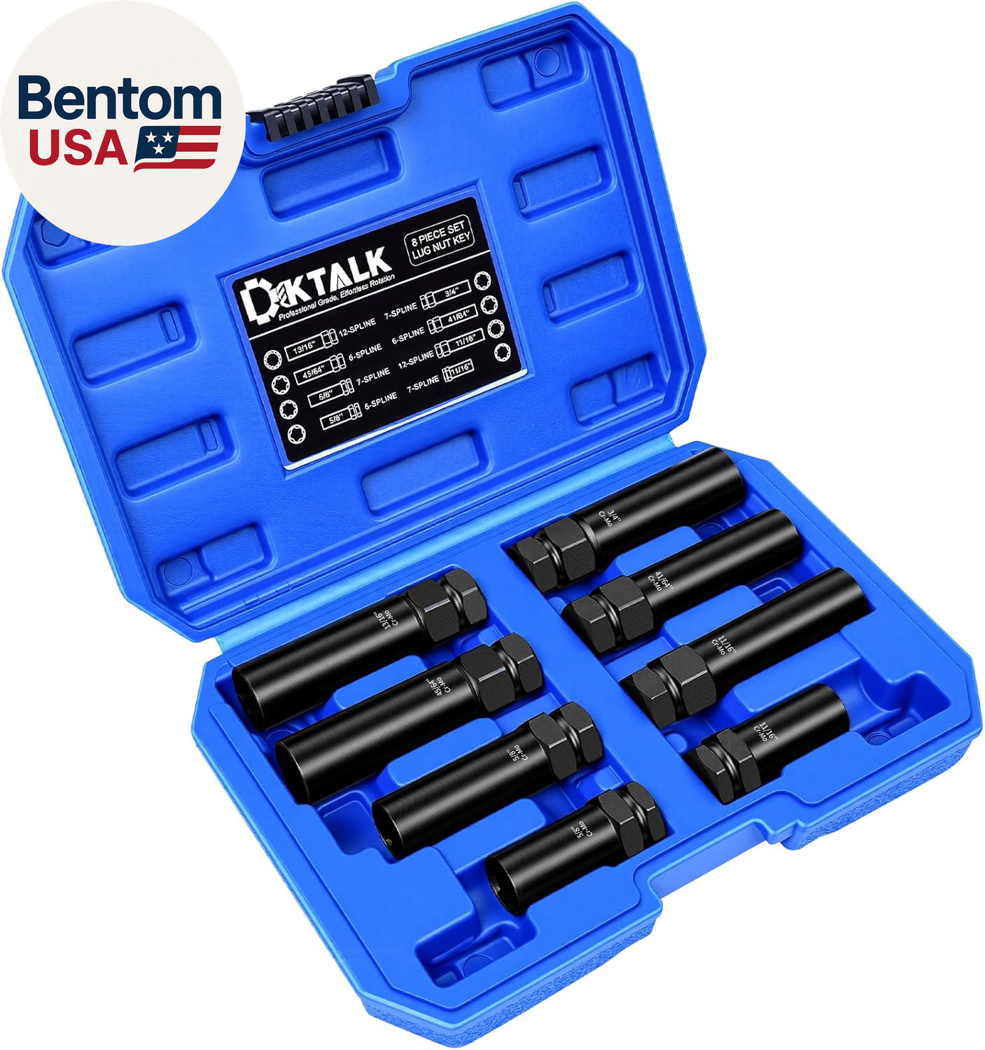 8PCS Spline Lug Nut Socket Set, CR-MO Universal Wheel Lock Removal Tool & Master gallery