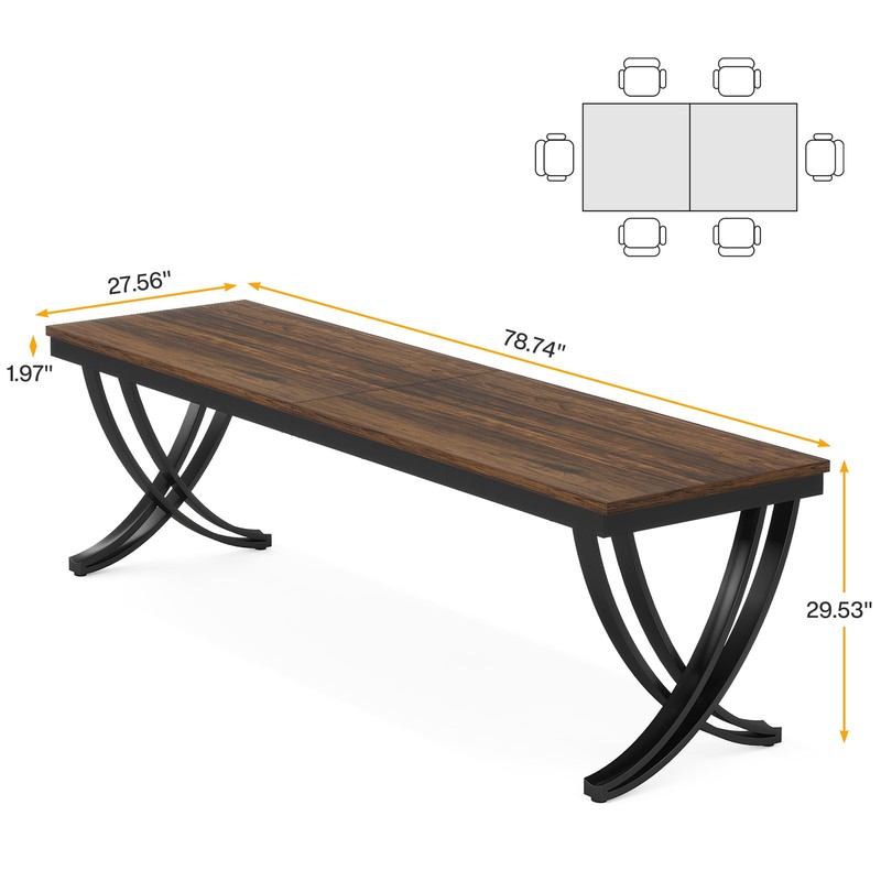Rectangular Dining Table for 6-8, 79 inch Large Farmhouse Wood Dinner Table gallery