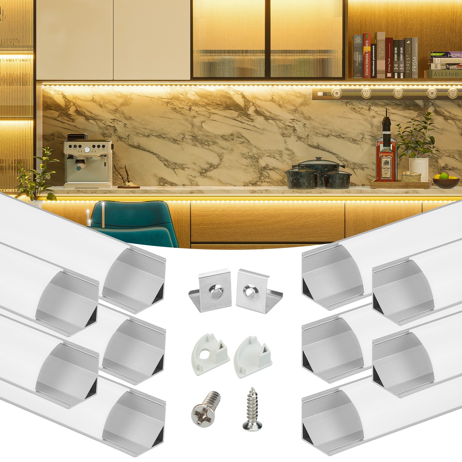 Muzata 10Pack 6.6FT/2M V-Shape LED Channel System with Milky White Cover V1SW gallery