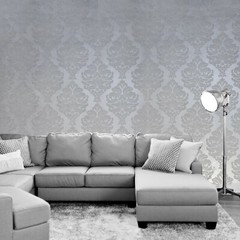 Wallpaper flocking gray silver Metallic Flocked damask velvet wall coverings 3D