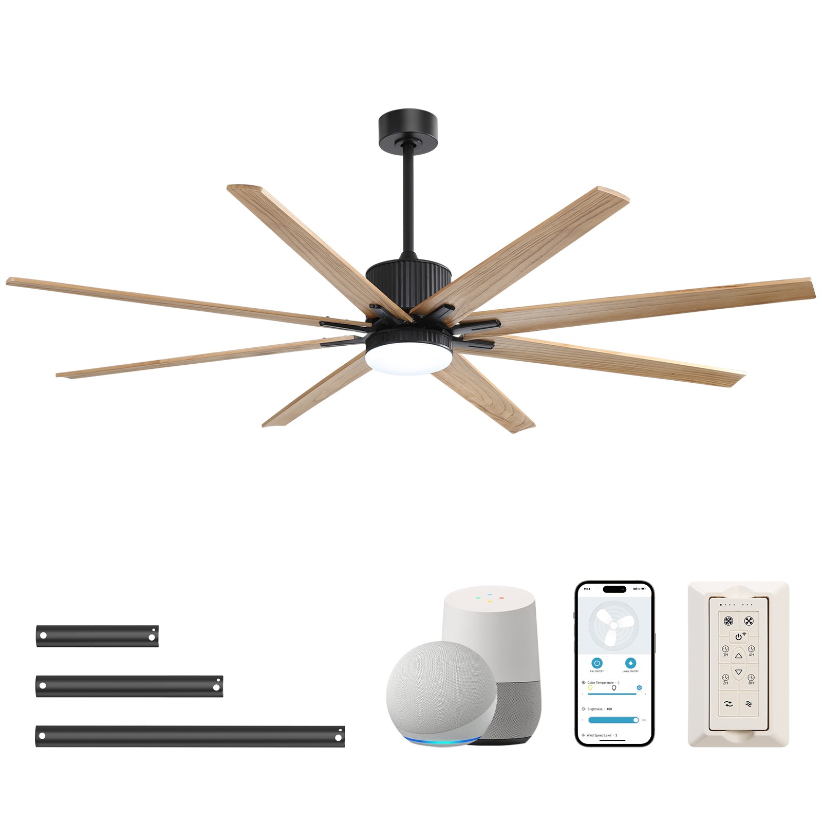 76in Solid Wood Ceiling Fan With Smart APP & Remote Control for Farmhouse Indoor gallery