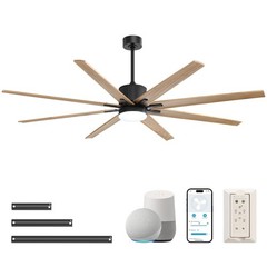 76in Solid Wood Ceiling Fan With Smart APP & Remote Control for Farmhouse Indoor