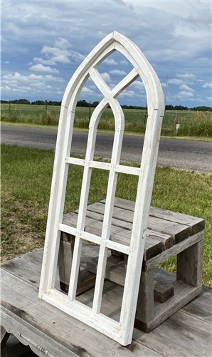 White Arched Cathedral Window Frame, Wooden Church Frame, Gothic Wall Decor gallery