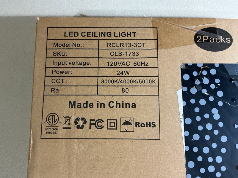 Intertek 12" FLUSH MOUNT LED CEILING LIGHT FIXTURE, White, NEW Open Box, Qty-1 gallery