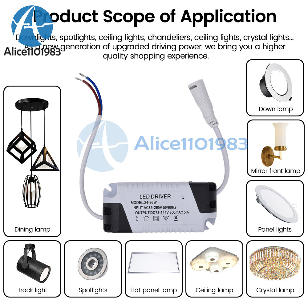 LED Panel Driver Ceiling Light AC85-265V 3-36W Transformer Power Supply Adapter