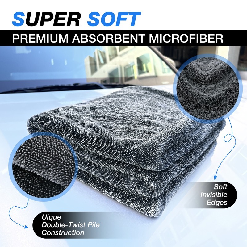 Super Absorbent Microfiber Car Drying Towel Twisted Loop 24'' x 36" 1500GSM gallery