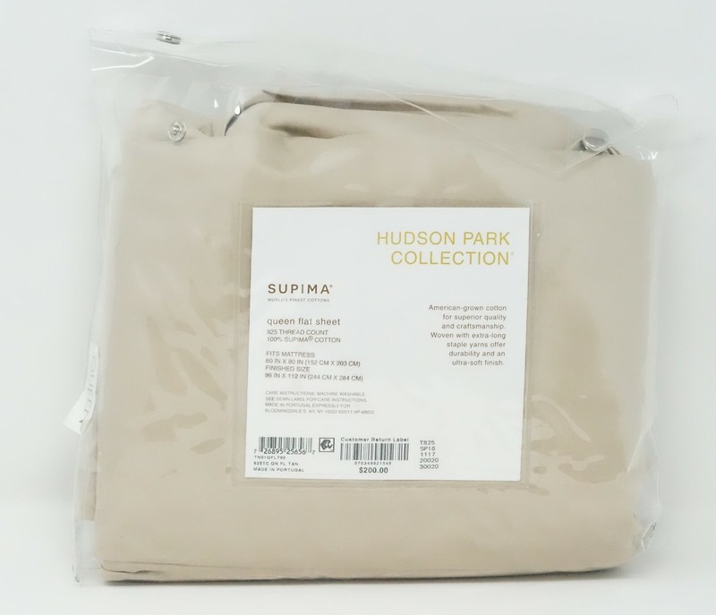 Hudson Park Collection 825 TC Supima Cotton Flat Sateen Sheet - QUEEN - Tan gallery