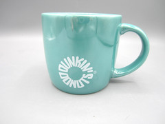 Dunkin Doonuts Teal Blue Glossy Finish, White Logo, Coffee Tea Mug 14 oz (02)