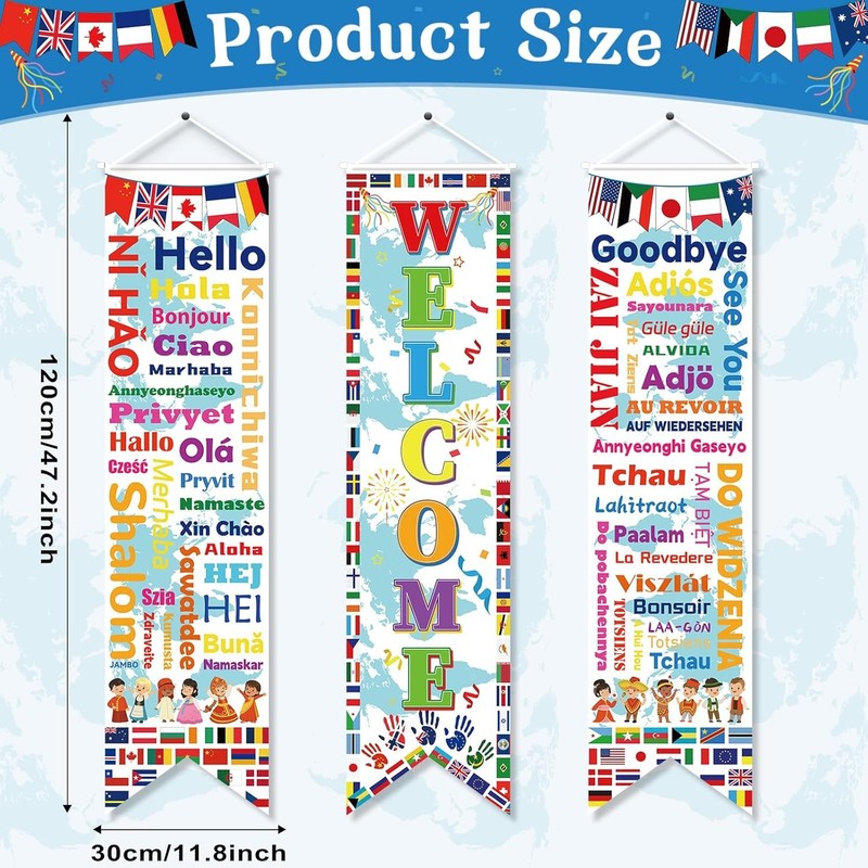 3PCS International World Flags Decorations Country Flags of the World Banner gallery