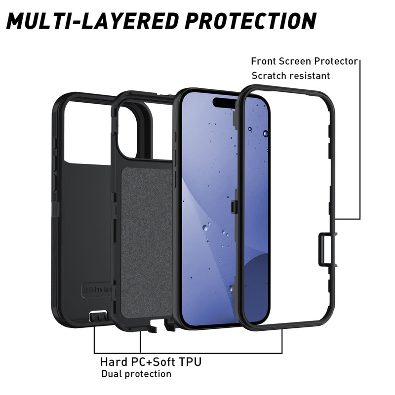 Heavy Duty Shockproof Case for iPhone 14–17 Series 3-Layer Protective Cover gallery