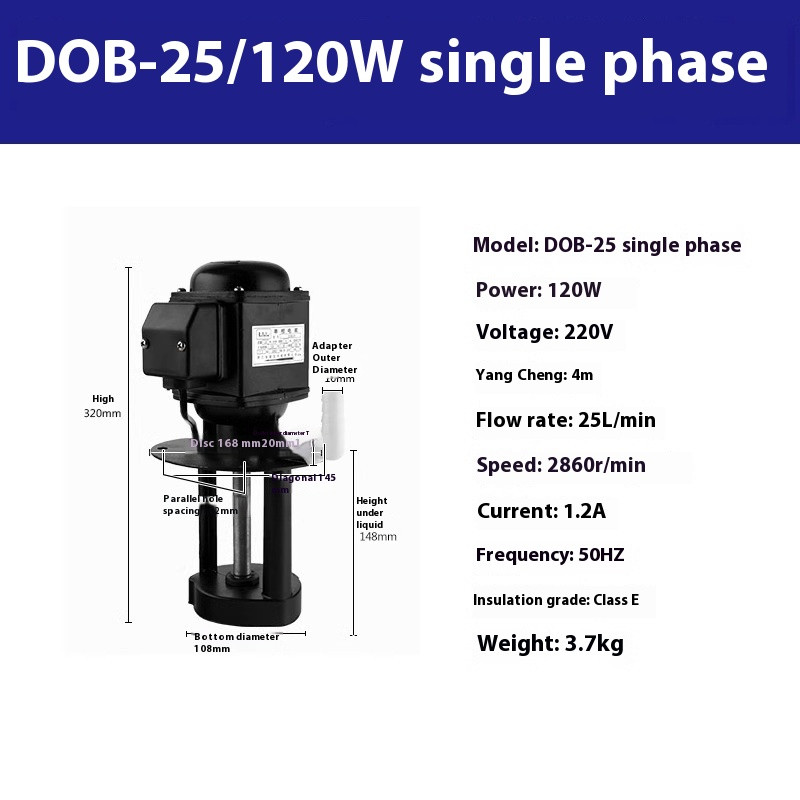220V Machine Coolant Pump Cooling Water Pump 120W 2860r/min 25L/min NEW DOB-25 gallery