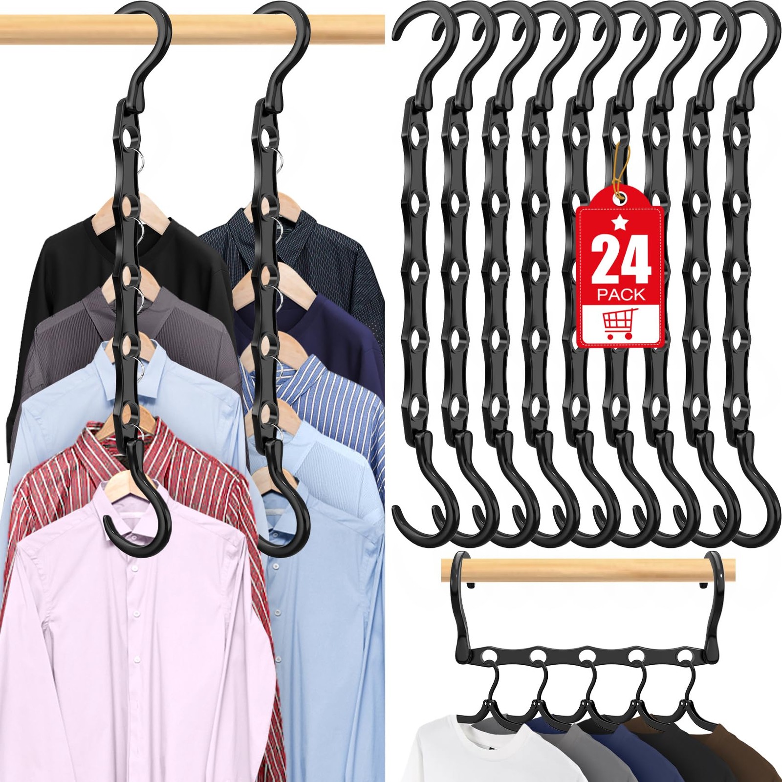 24 Pack Hangers Space Saving Magic Plastic Hanger Organizer Shirt Space Saving gallery
