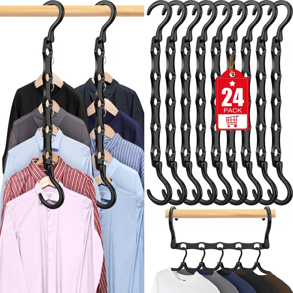 24 Pack Hangers Space Saving Magic Plastic Hanger Organizer Shirt Space Saving