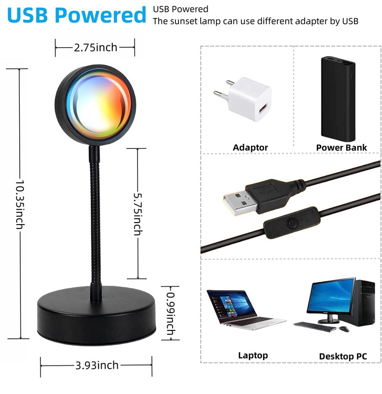 Sunset Lamp Projector Led Lights for Bedroom Night Light RGB Lights Sun Sunli... gallery