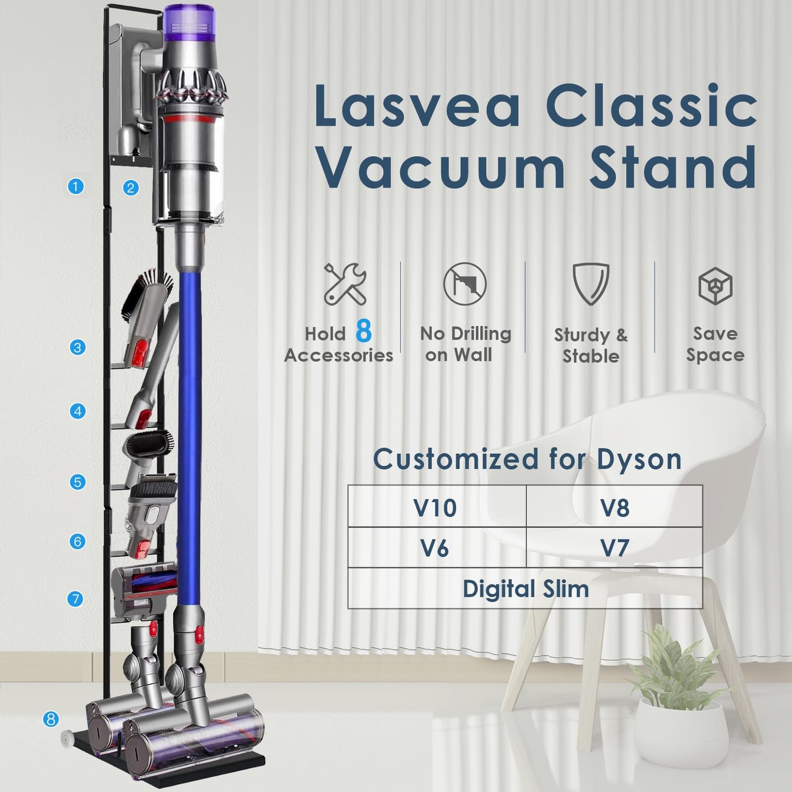 Vacuum Stand with Dyson V15 V11 V10 V9 V8 V7 V6 with Wheels,Heavy Base Metal ... gallery