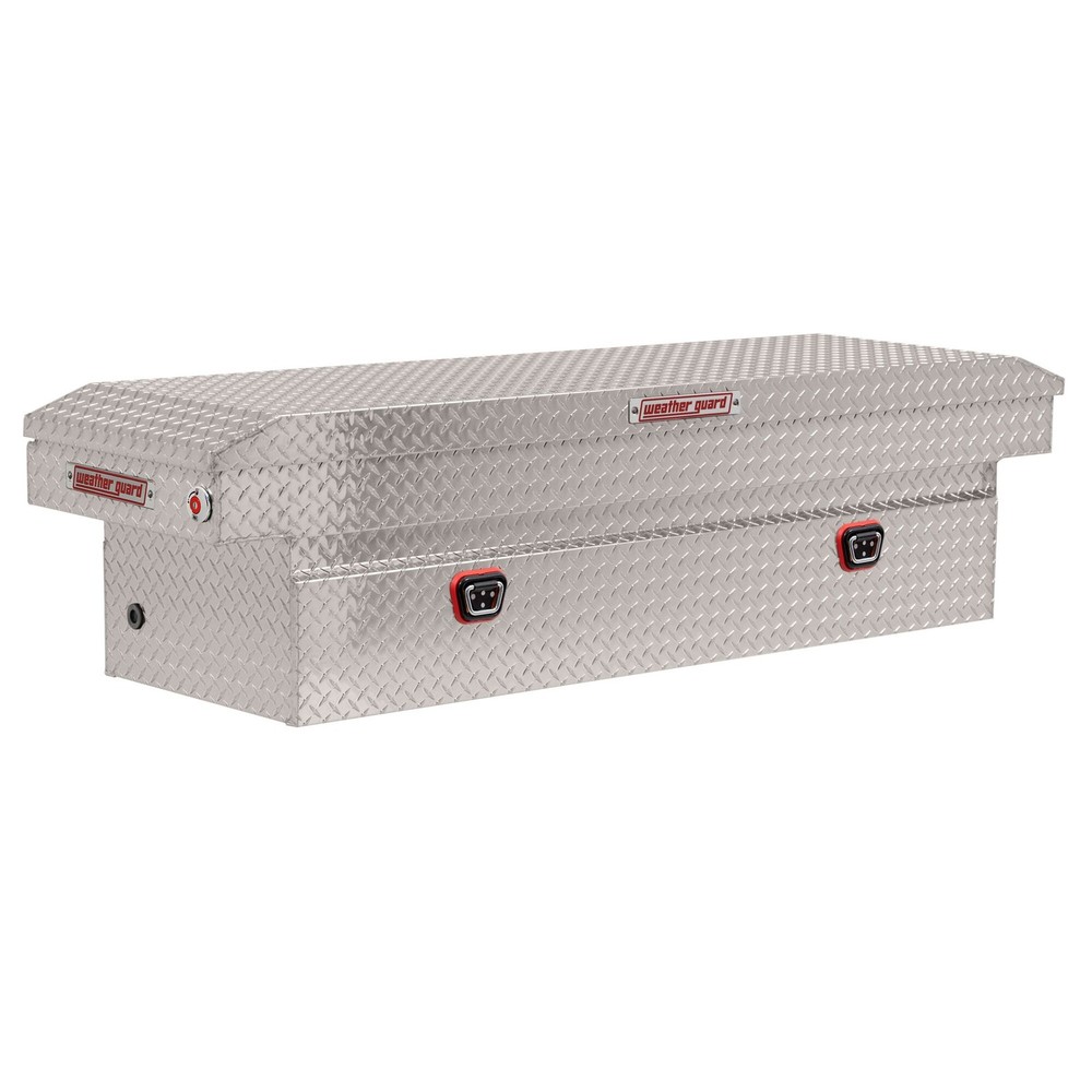 Weather Guard Saddle Box, Full Standard, 72in.W, 11.0 Cu. Ft., Aluminum,