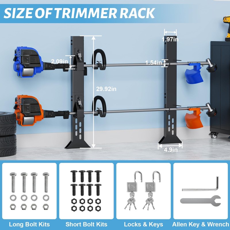 Trimmer Racks for Open Trailers - Weedeater Rack Lockable Weed Eater Racks for O gallery