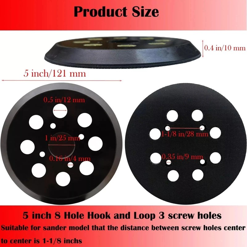 2 Pack 5 Inch 8 Hole Hook and Loop Sander Pad for Milwaukee 6021-21 6034-21 gallery