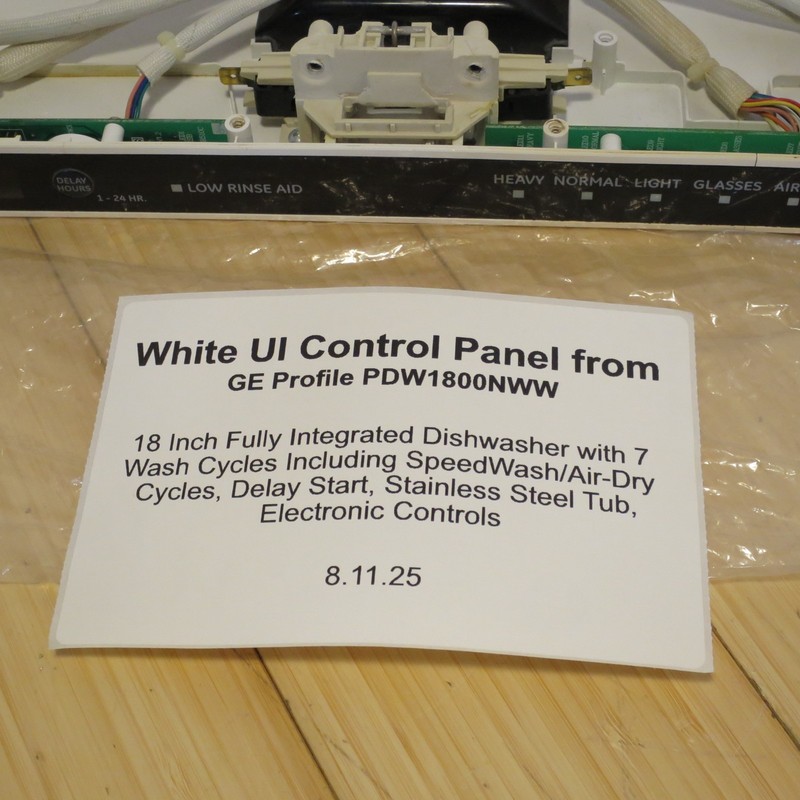 White UI Interface Control Panel from GE Profile PDW1800NWW Dishwasher gallery