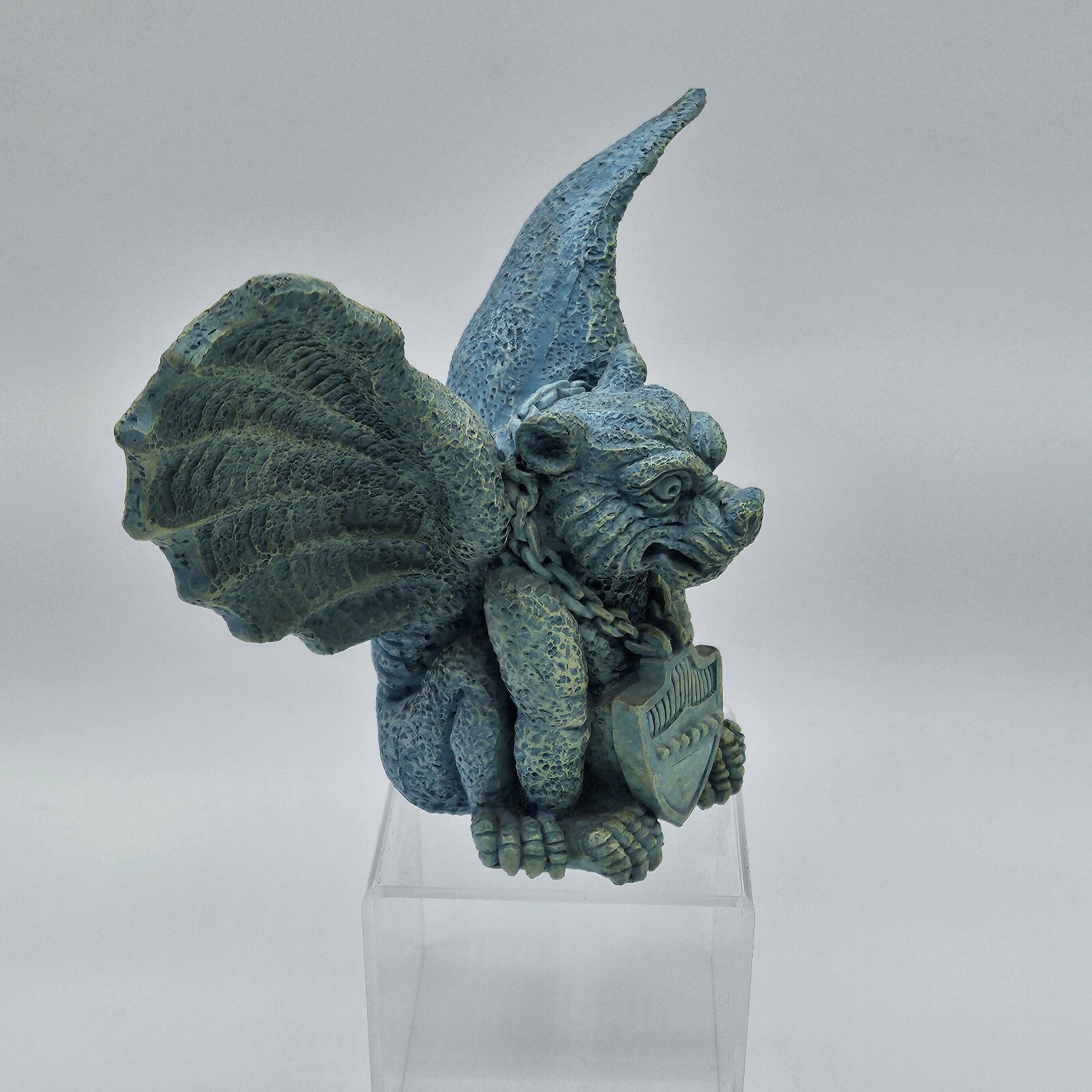 Gargoyle Statue Green Resin Winged Shield 5" Tall Unique Halloween gallery
