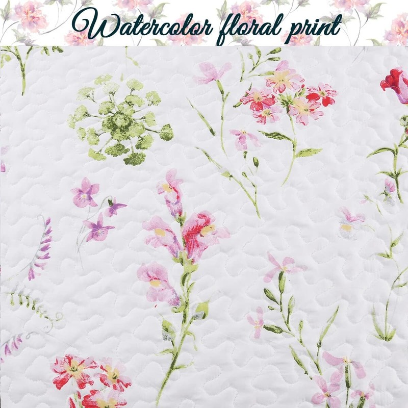 SPRING GARDEN 3pc Queen QUILT SET : COTTAGE PINK COZY CHIC SHABBY ROSE FLOWERS gallery