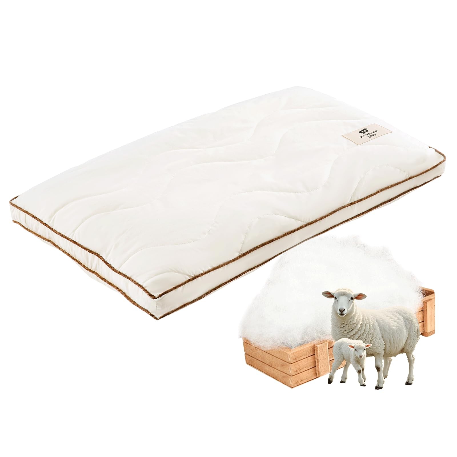 Medium Soft Natural Wool Pillow Standard, Flat & Thin Wool Pillow for Sleepin... gallery