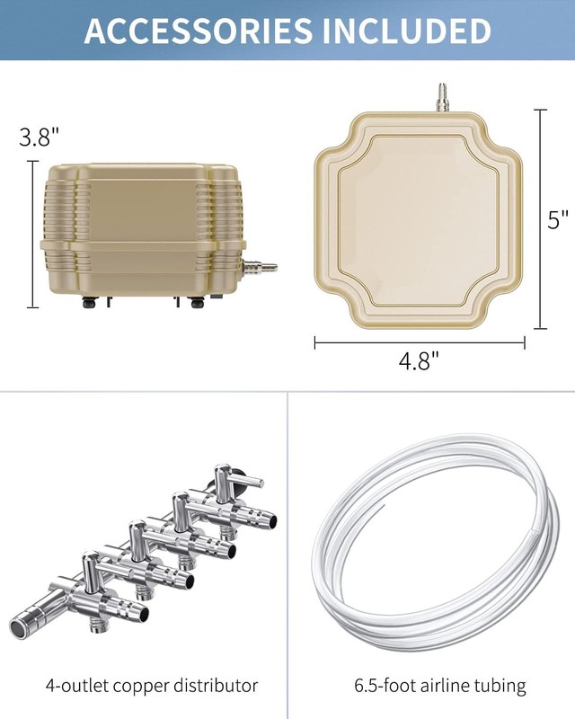 Pawfly 254 GPH Aquarium Air Pump Basic Standard (Up to 300 Gallon), Gold gallery