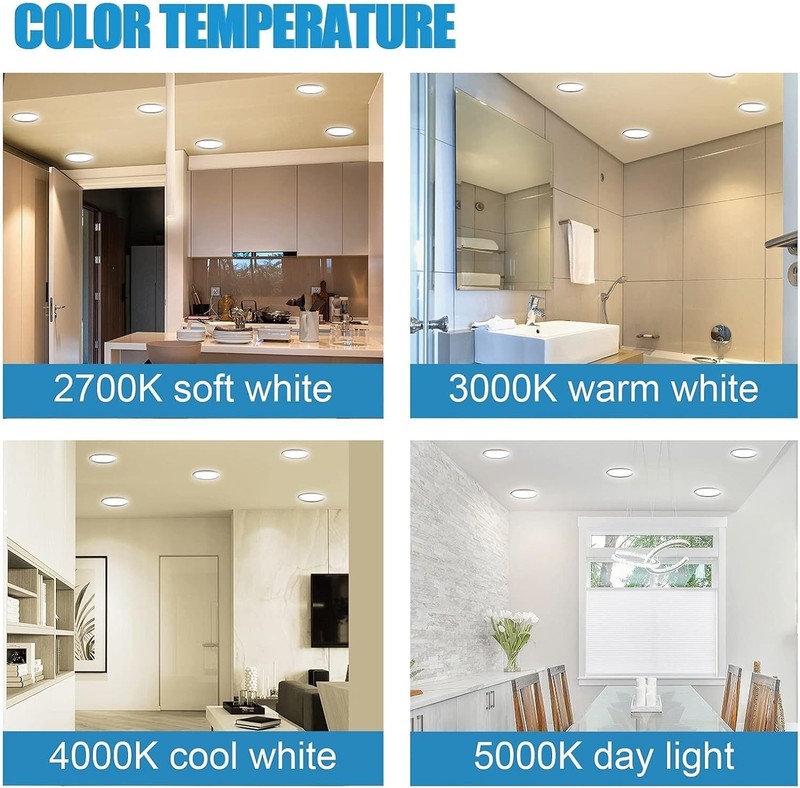 High Efficiency 6" LED Ceiling Light – 1000Lm Dimmable Flush Mount - 4 Pack gallery