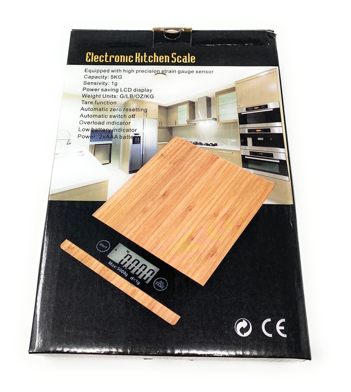 Digital Kitchen Scale - Genuine Bamboo Surface - 5kg (11lb) capacity - US STOCK gallery