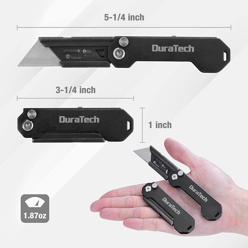 DURATECH 2PC Folding Pocket Utility Knife Set Quick Change Blade EDC Box Cutter gallery