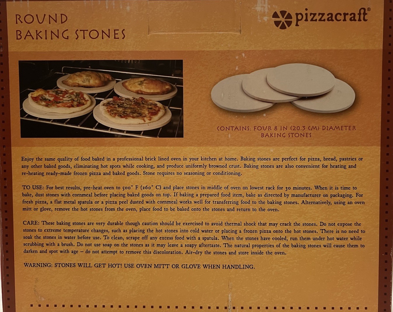 Pizzacraft 8 Inch x 4 Round Baking/Pizza Stones - for Oven or Grill Bread & More gallery