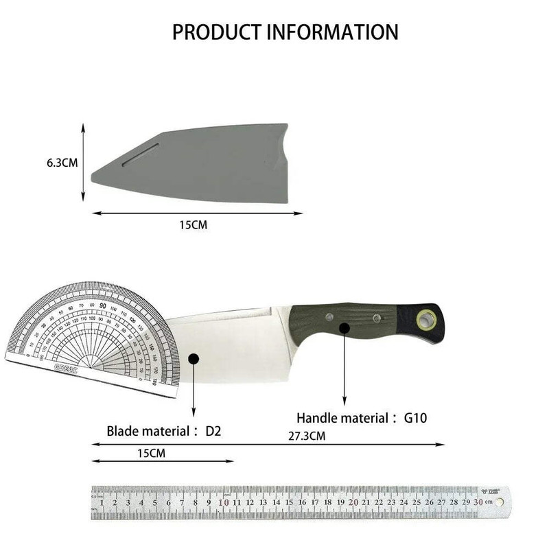 4010 Station Style Kitchen Chef Knife Fixed Blade D2 Steel G10 Handle Hunting 6" gallery
