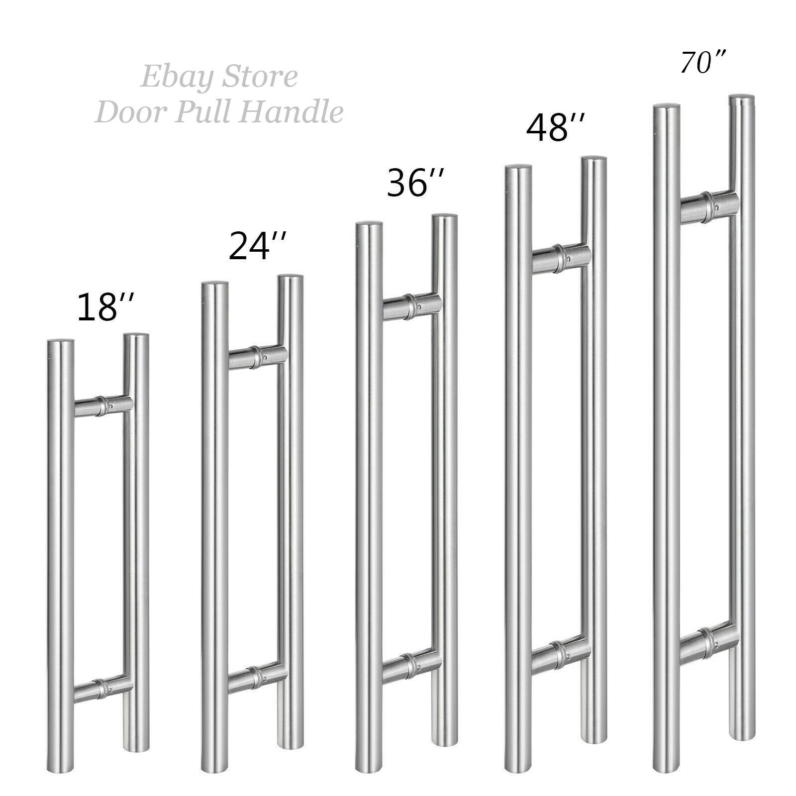 Door long Pull Pulls Entry T Bar Handle Stainless Steel Entrance Round 18" -70'' gallery