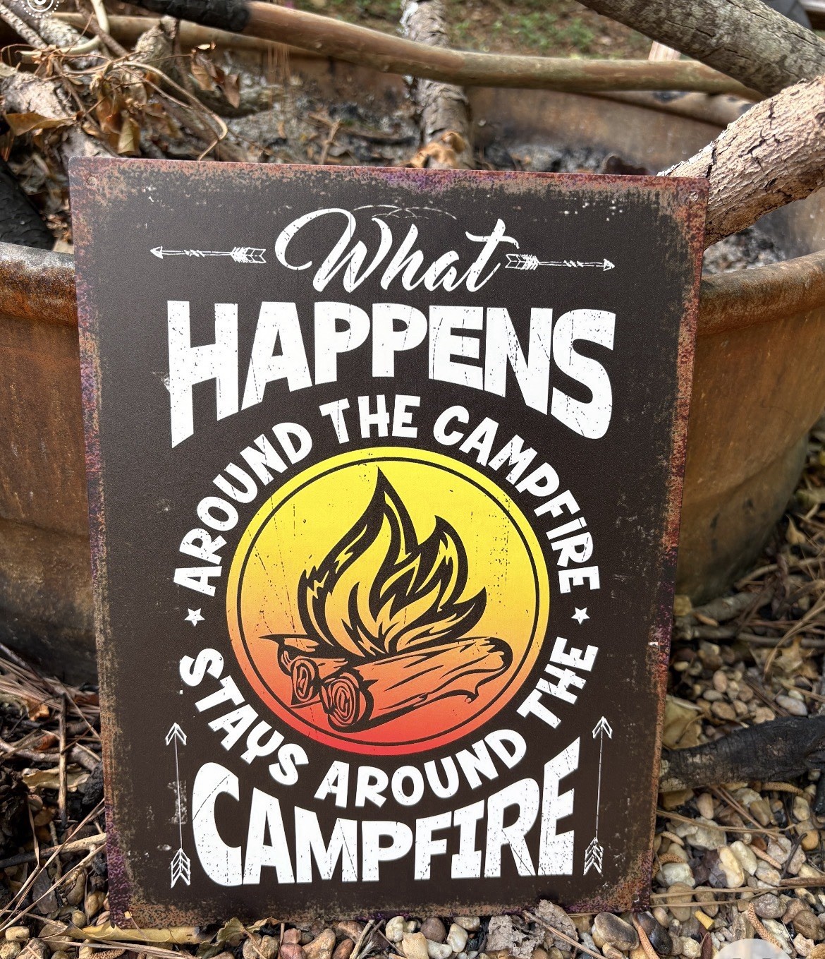 Decorative Campfire Metal Wall Sign Rustic Vertical Rectangle Graphic Print gallery