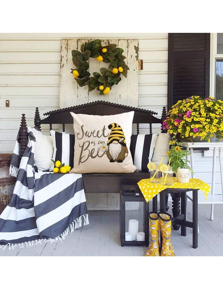 3 Pack 12pcs Fall Summer Bee Throw Pillow Covers Decoration 16x16 inch Set of 4 gallery